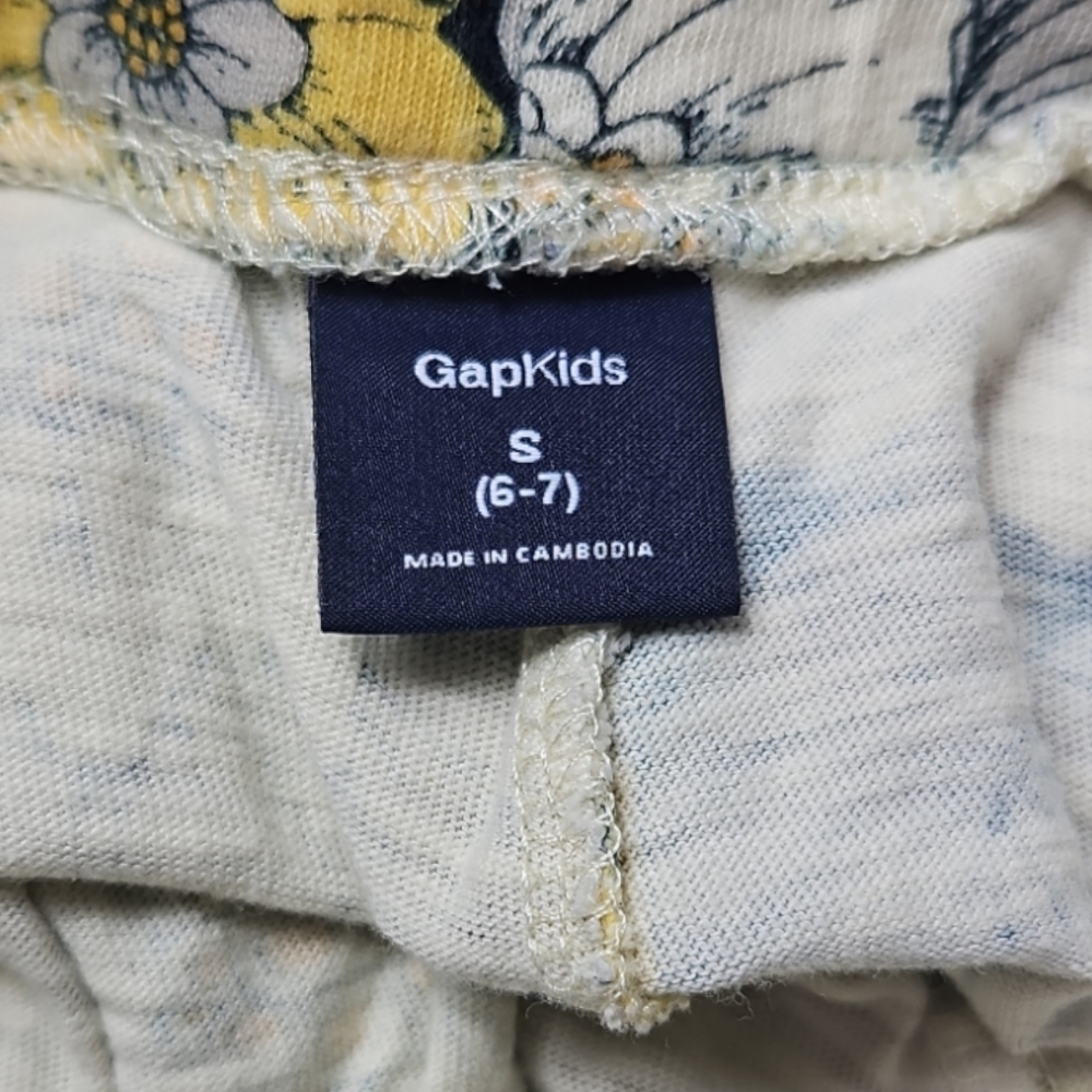 Gap Girls Yellow Floral Pleated Tapered Pants Size S (6-7) - Picture 6 of 6